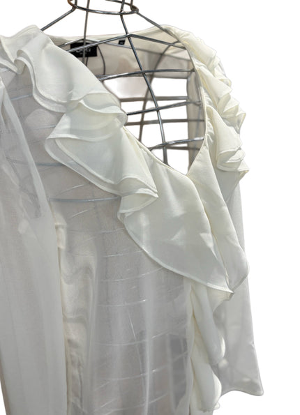 Blusa con rouche e scollo a V