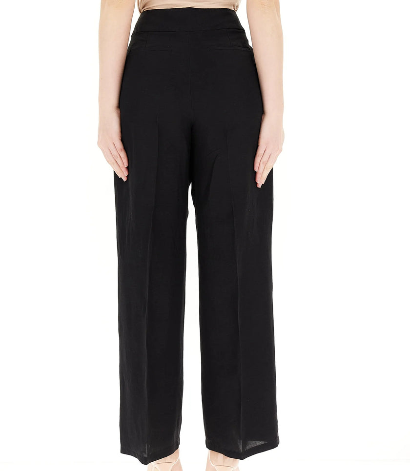 Pantalone Gambia Ampia in Lino con Pence PENNYBLACK