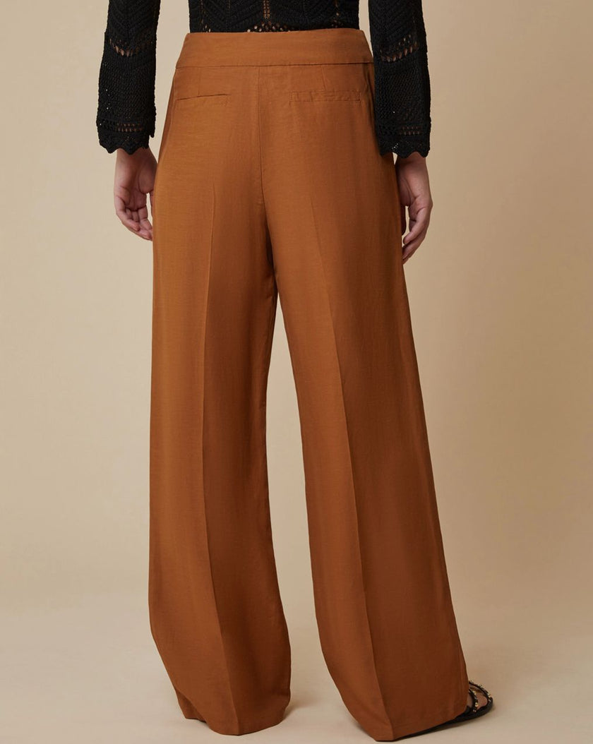 Pantalone Gambia Ampia in Lino con Pence PENNYBLACK