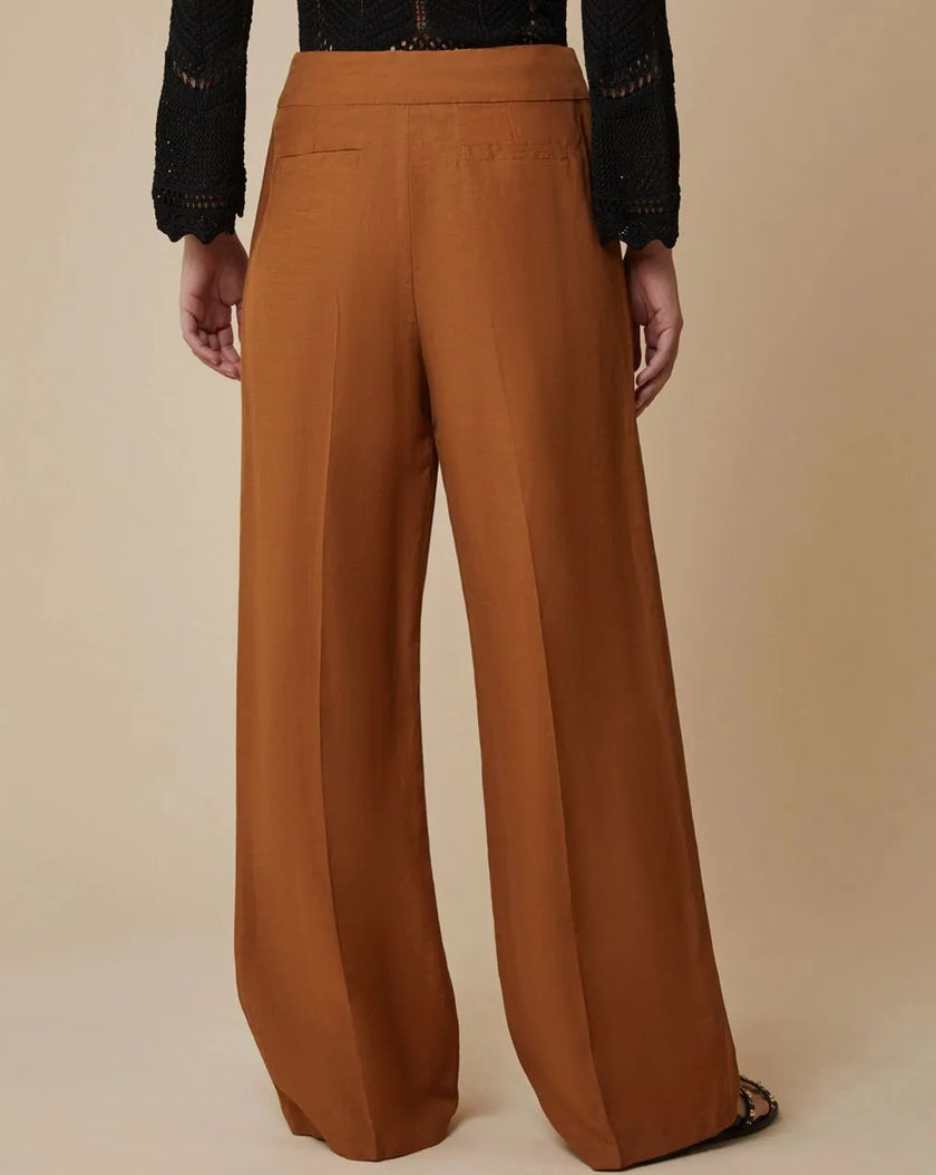 Pantalone Gambia Ampia in Lino con Pence PENNYBLACK
