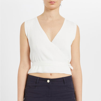 Top a costine in maglia stretch